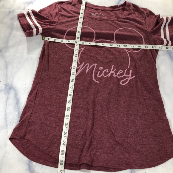 Disney Mickey Mouse Maroon Ringer Tee Shirt - Picture 5 of 8